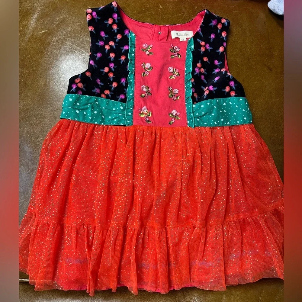 Velvet tulle Colorful Embroidered Top with Sparkle Details